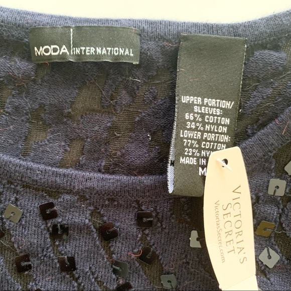 🌸New🌸VS Moda International Sequin Navy Sweater M - Picture 4 of 10